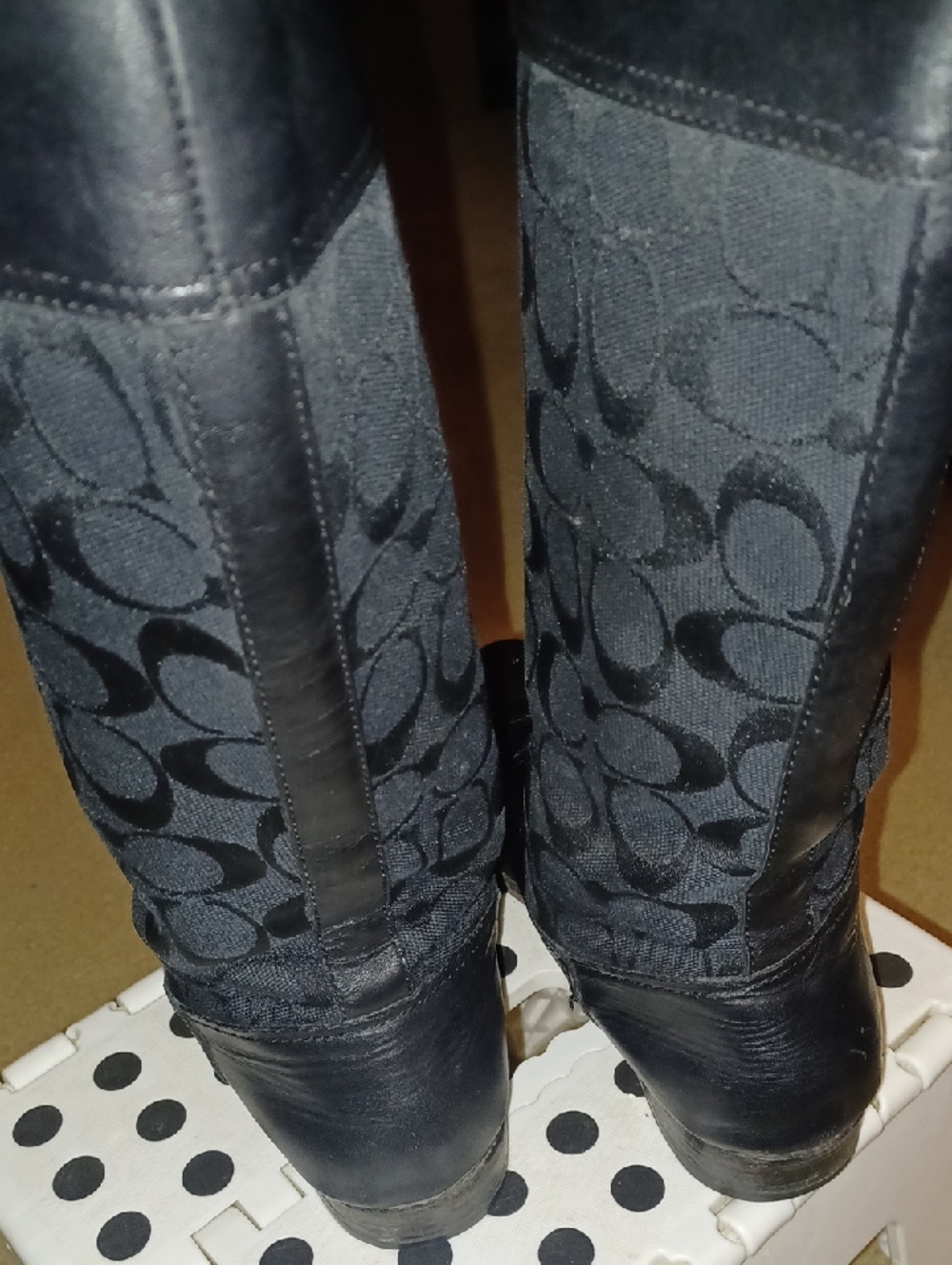 Coach Chrissi Signature Knee-High Black Boots Women's 6½ B Leather - Picture 5 of 10